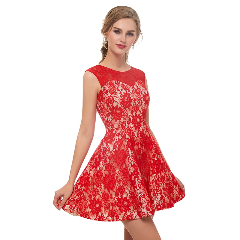 Женское платье подружки невесты Forevergracedress Красное Кружевное короткое на свадьбу