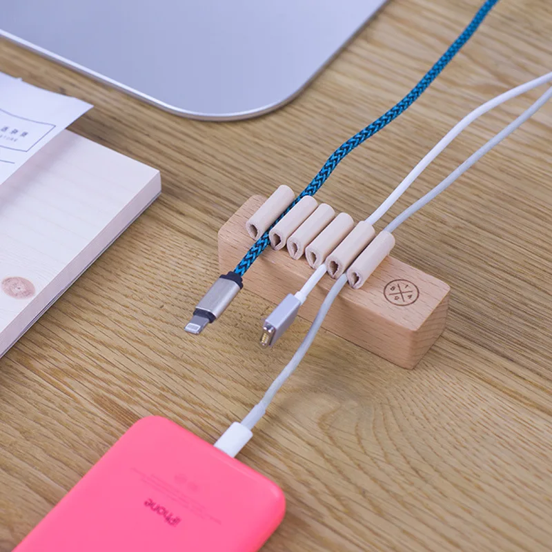 

Walnut Beech Wooden Cord Holder Headphone Cable Winder Organizer Wire Holder for USB Data Line earphone cable clip