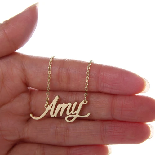 Amy Name ожерелье женский кулон табличка с именем на заказ золотой цвет из