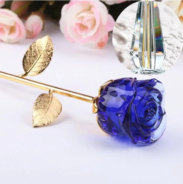 Blue B with Vase NOOLIM хрустальные статуэтки розы из стекла, ремесло, свадьба, день Святого Валентина, подарки, украшение стола, украшения - Цвет: Blue B with Vase