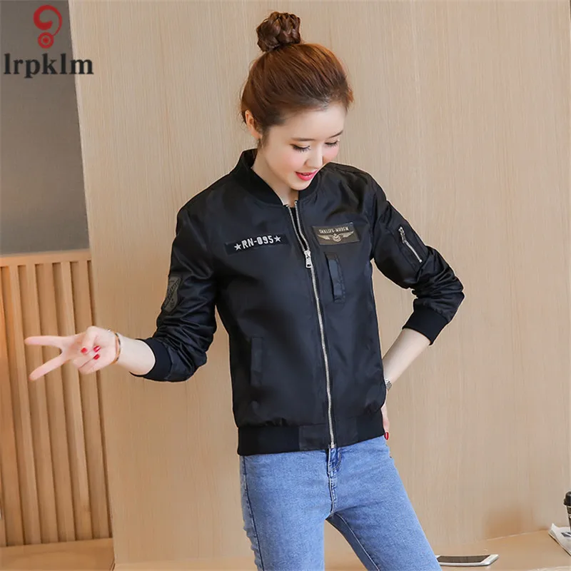 Женская куртка с длинным рукавом LZ191 черная Армейская зеленая весенняя 2019|baseball