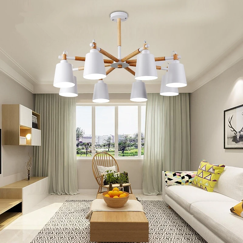 

wongshi Modern White Black Solid Wood Iron Pendant Lamp Study Reading Lighting Indoor Bedroom Hotel Room Decoration