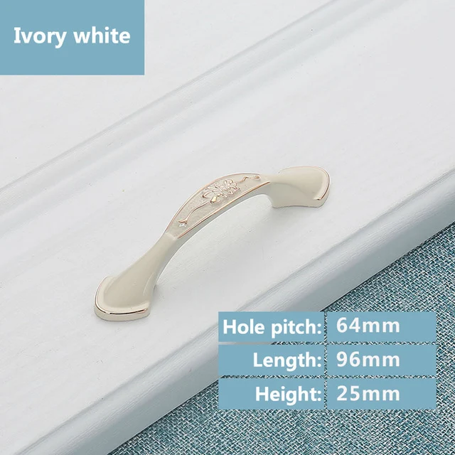 Ivory white 64mm KAK Европейский стиль ручки шкафа современные цвета слоновой кости белые ручки для выдвижного ящика дверные ручки к шкафу модная мебель ручки - Цвет: Ivory white 64mm