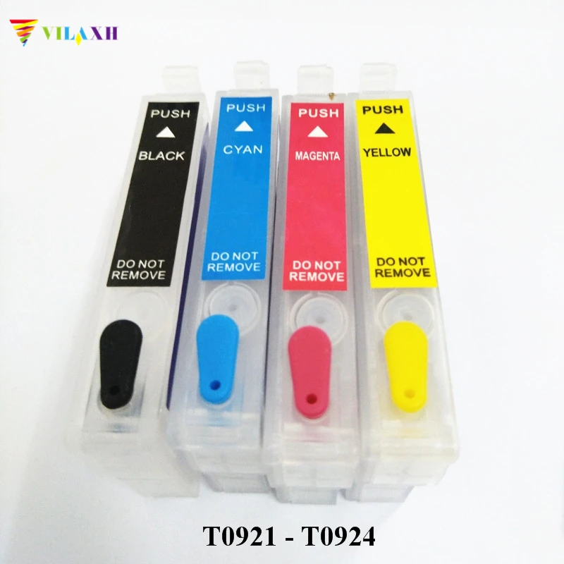 Vilaxh T0921 многоразовый чернильный картридж для Epson T0921-T0924 Stylus T26 T27 CX4300 TX106 TX109 TX117 TX119