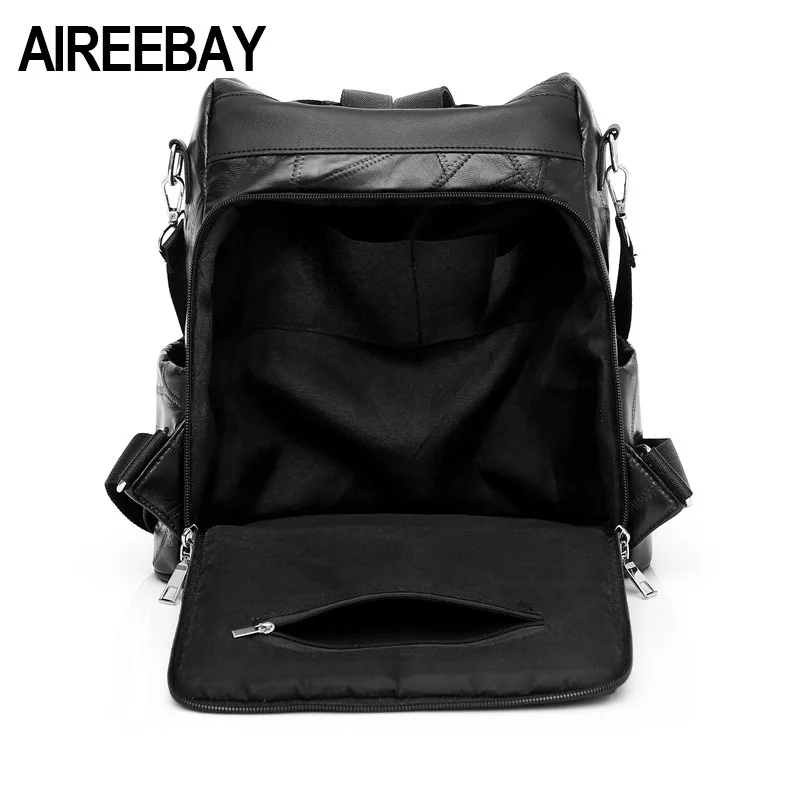 Женский кожаный рюкзак AIREEBAY школьный для девочек-подростков модная повседневная