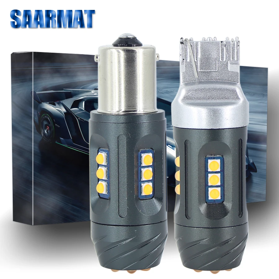 Светодиодная лампа T20 LED 7440 W21W W21/5W 18 led Canbus Free 1156 BAU15S PY21W BA15S P21W светодиодная для