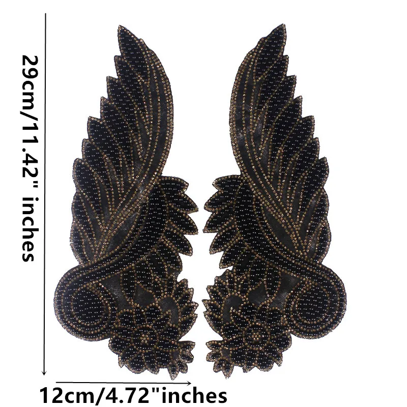 5 зеркальных пар черных бусин Кристальные стразы цветы исправление аппликация
