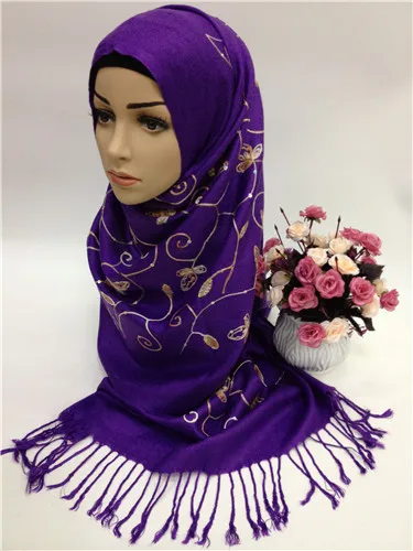 CJ001 однотонный мусульманский модный шарф с бахромой для женщин|muslim scarf|tassel scarffashion