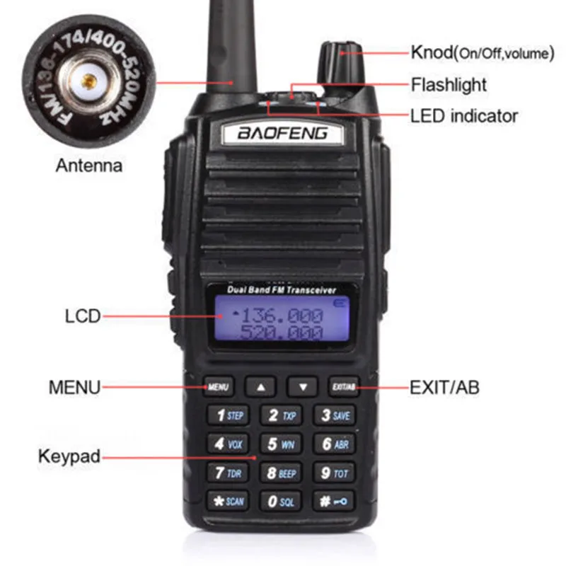 Hot Portable Two-way Transceiver Radio Walkie Talkie CB Ham Radio amateur For Vhf Uhf Dual Band Baofeng UV 82 UV82 Baofeng UV-82