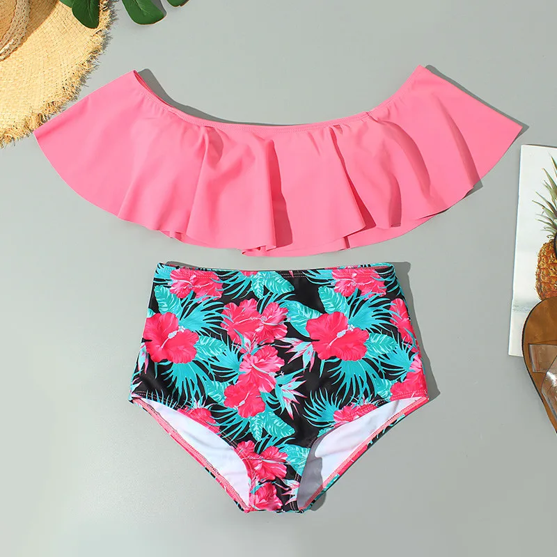 Женский купальник с высокой талией бикини пуш ап принтом пляжная одежда