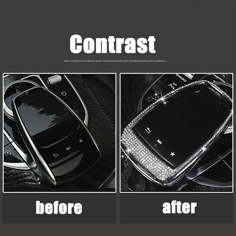 Bling Diamond Center Control Mouse Panel Frame Trim Decoration For Mercedes-Benz C200L E300L GLC260 | Automotive Interior Stickers