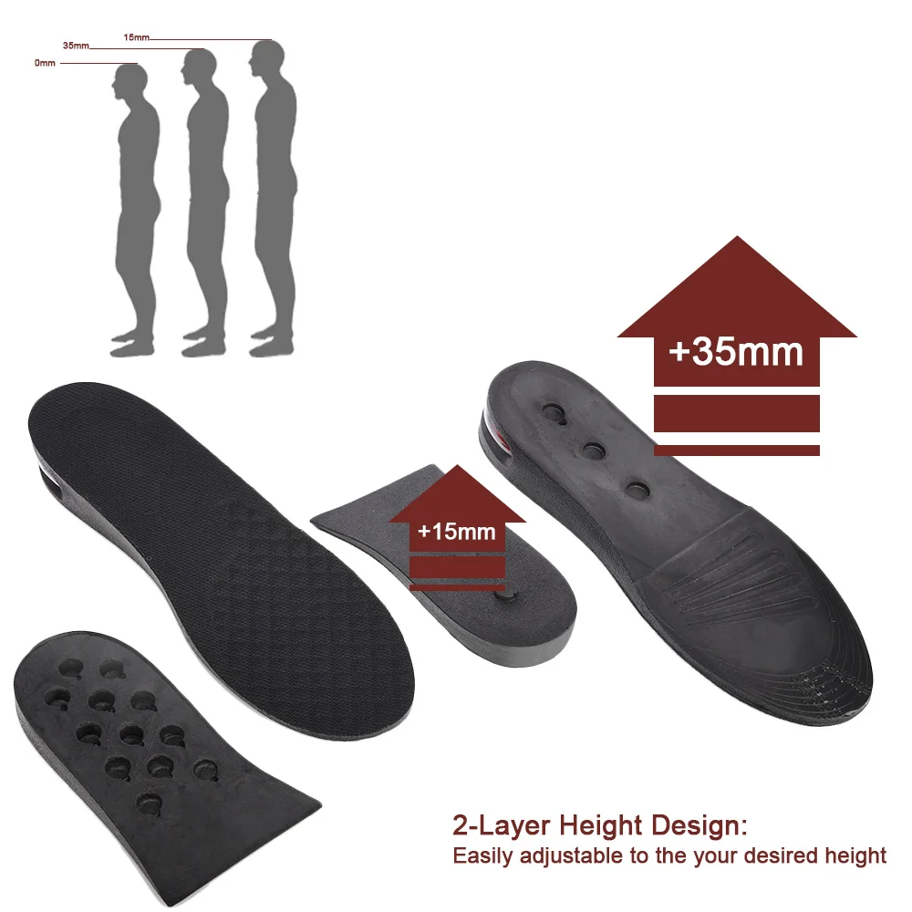 

Elino 2 Layer Air Cushion Heel High Increase Insole For Men Women Shock Absorption Elevator Insole for Shoe Taller Lift 3cm/5cm