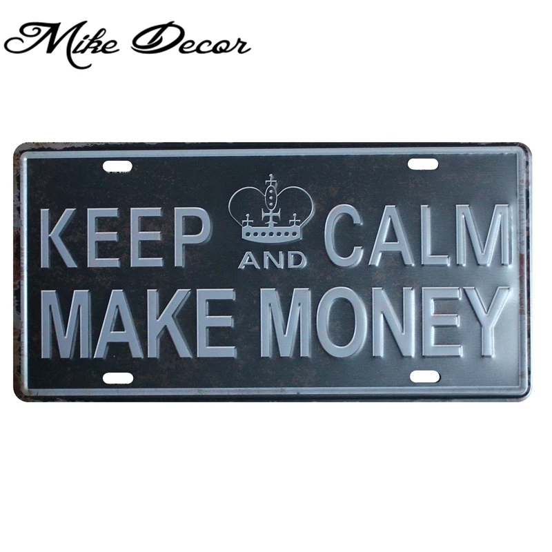 Металлическая жестяная вывеска [Mike86] KEEP CALM MAKE MONEY забавный подарок украшение