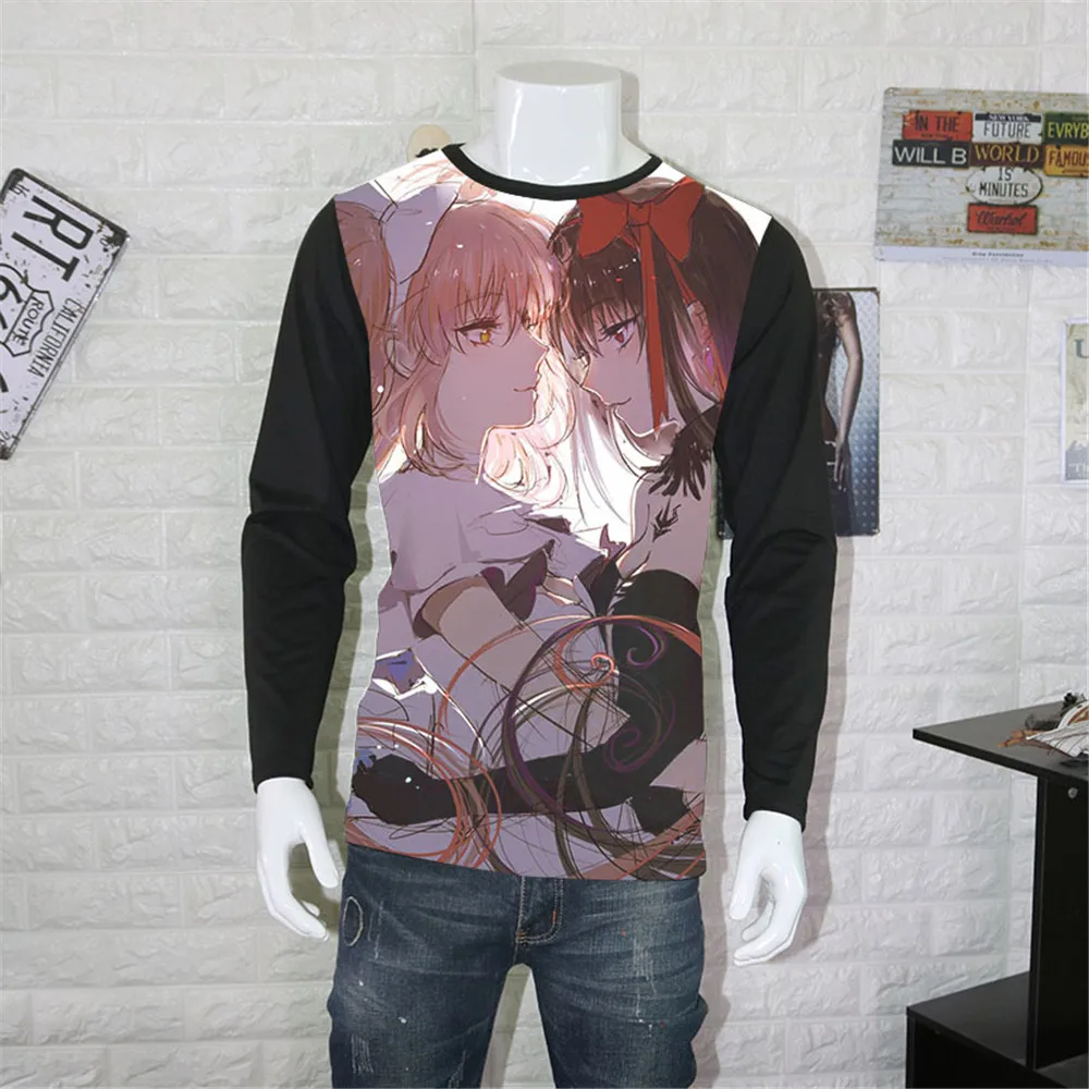 Косплей Аниме топы унисекс футболка Puella Magi Madoka Magica с коротким рукавом мультяшная