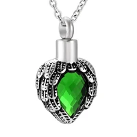 memorial jewelry for ash brave heart cremation urn pendant necklace with green glass heart stainless steel urns for ashes