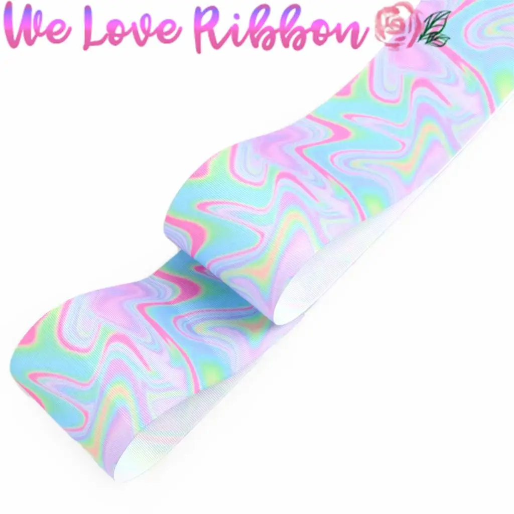 16 мм 75 Красочные с волнами и полосками розовый Galaxy напечатанный Grosgrain/эластичная
