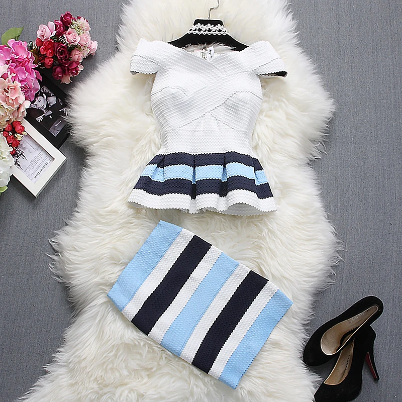 Женский комплект из топа и юбки с коротким рукавом рюшами|skirt set|top and skirt setset fashion |