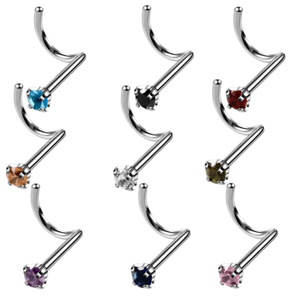 1pc Surgical Steel Zircon Nose Screw Ring Bone Stud Piercing Body Jewelry | Украшения и аксессуары