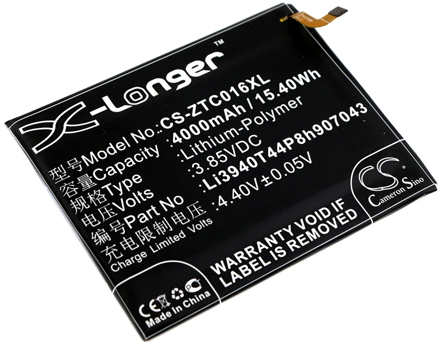 Аккумулятор Cameron Sino Li3940T44P8h907043 4000 мАч для ZTE Axon Max C2016 две SIM карты|4000mah battery|cameron