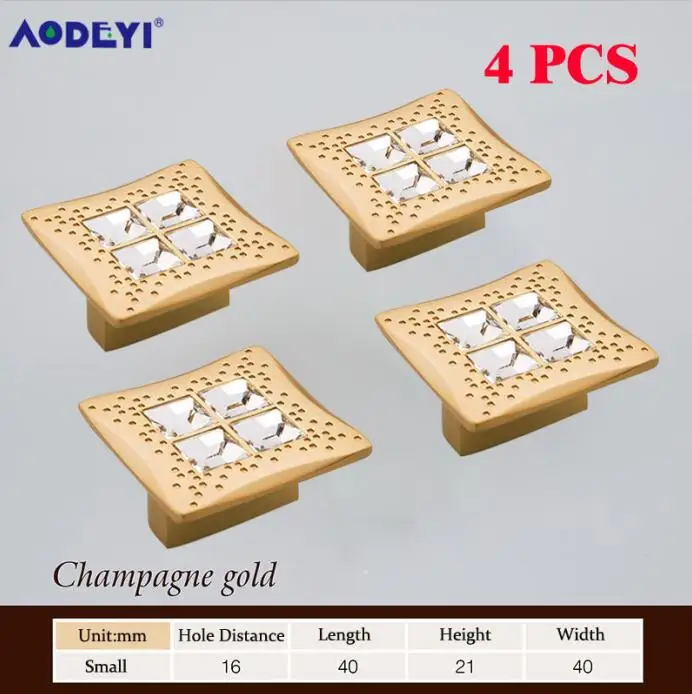 4 PCS Gold A AODEYI Шкаф Тянет Чешские Хрустальные Ручки Ящика Шкафа Шкаф мебельные ручки - Цвет: 4 PCS Gold A