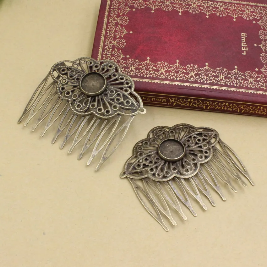 Fit 12mm Cabochons Metal Comb Hairpins Blank Cabochon settings Hair Clips accessories 52x56mm 10pcs/lot K05469 | Украшения и