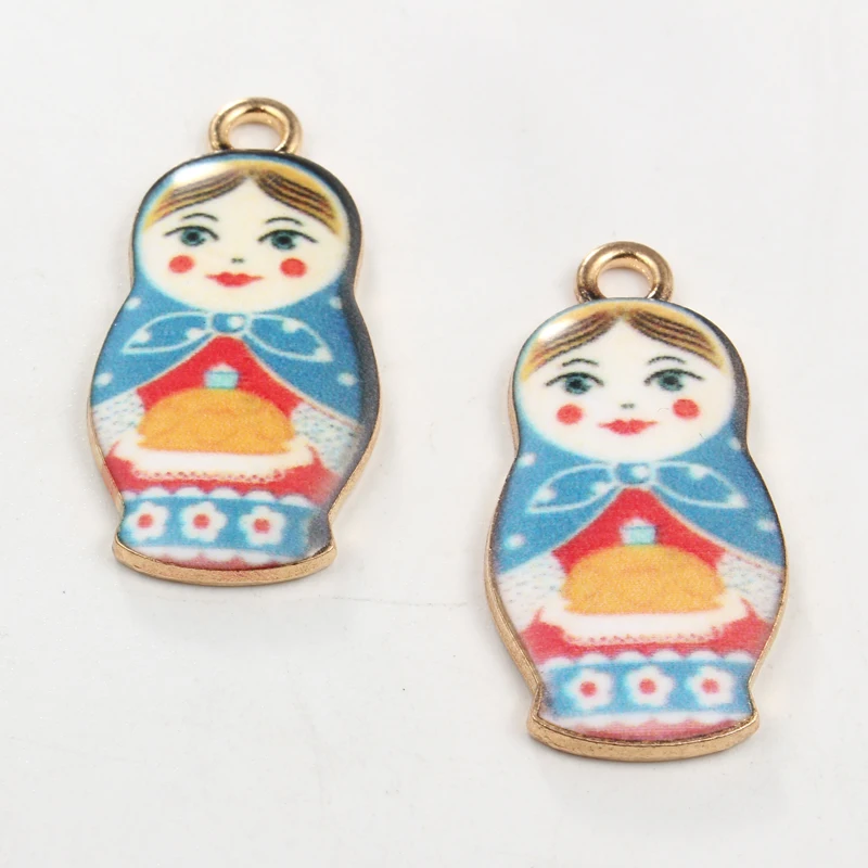 5 шт. смешанные эмалированные милые русские Матрешки Подвески Diy Ожерелье Серьги