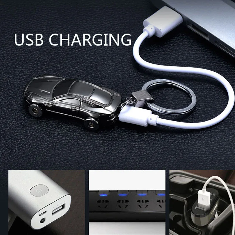 Креативная модель автомобиля usb электрическая зарядка мини зажигалка Ключ