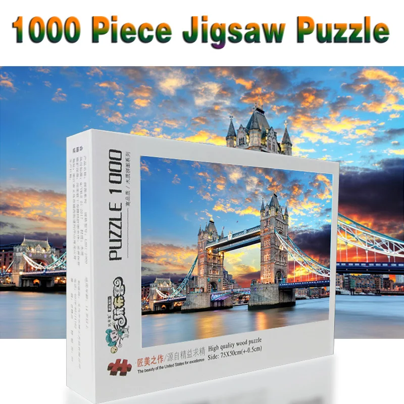 Деревянный Пазл Тауэрский мост заката 520/1000/1500 шт. развивающие игрушки для