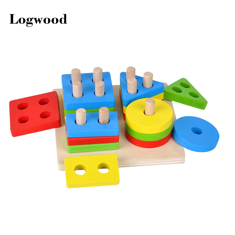 

Baby brain development toy geometric sorting board wooden block Montessori matching toy children educational toy building blocks