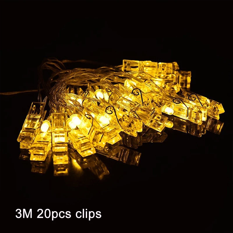 3 м светодиодные гирлянды с зажимом для карт фото батареи DIY сказочные огни