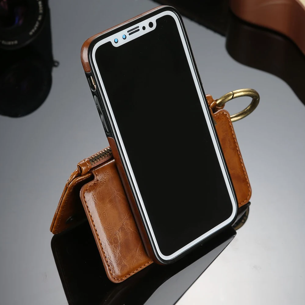 Роскошный чехол кошелек на молнии для iPhone 7 8 Plus 6 6s X Xs Max XR кожаный карт Магнитный