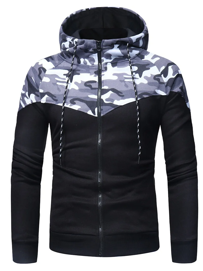 Grey Hoodies Мужской комплект из 2 предметов; Повседневная Лоскутная куртка; мужской спортивный костюм; спортивная одежда с камуфляжным принтом; толстовки; толстовка; брюки; костюм для бега - Цвет: Grey Hoodies