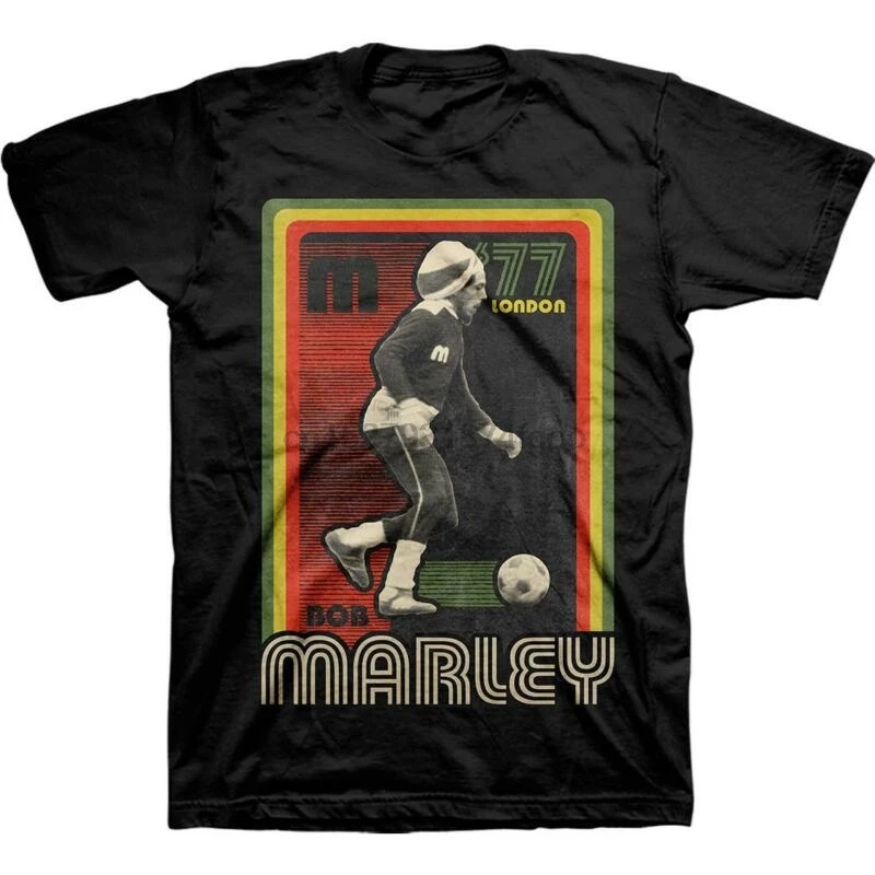ZION Bob Marley футбол Лондон 1977 Мужская футболка (Размер SM 2XL)|Мужские футболки| |