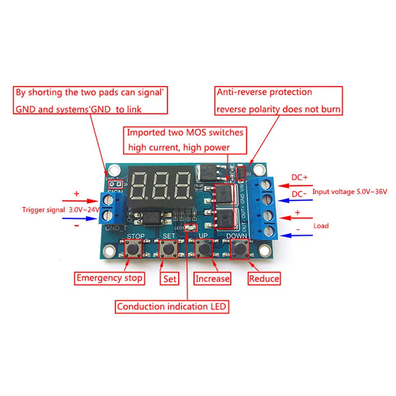 5-36 в двойной МОП-модуль переключатель триггер цепь задержки времени цикл таймера