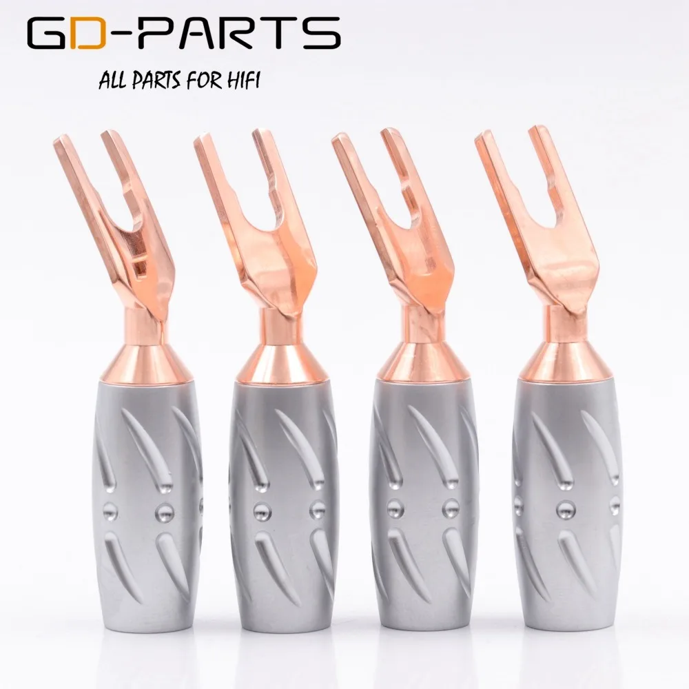 Plugue de Alta Fidelidade de Áudio Parafuso de Bloqueio de Ouro Viborg Orador Cobre Puro Spade Conector Amp Plugue Banana Garfo Faça Você Mesmo Ródio Banhado y