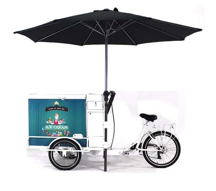 

Convenient Pedal /electric Mobile Food Cart Bike Ice Cream Food Trailer With Refrigerator Hot Selling