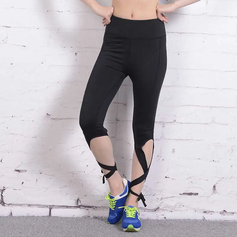 Женские спортивные штаны для спортзала упражнения йоги черные леггинсы фитнеса