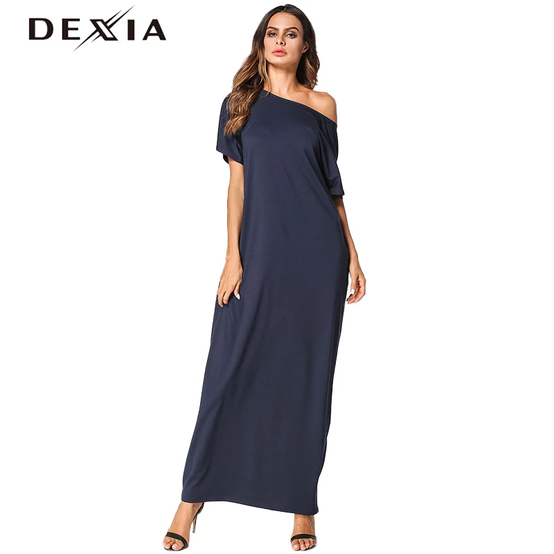 Dexia Summer Bow Robe Dress Patchwork Casual Female Short Sleeve One Shoulder Sexy Dresses Women Vadim 7078 | Женская одежда