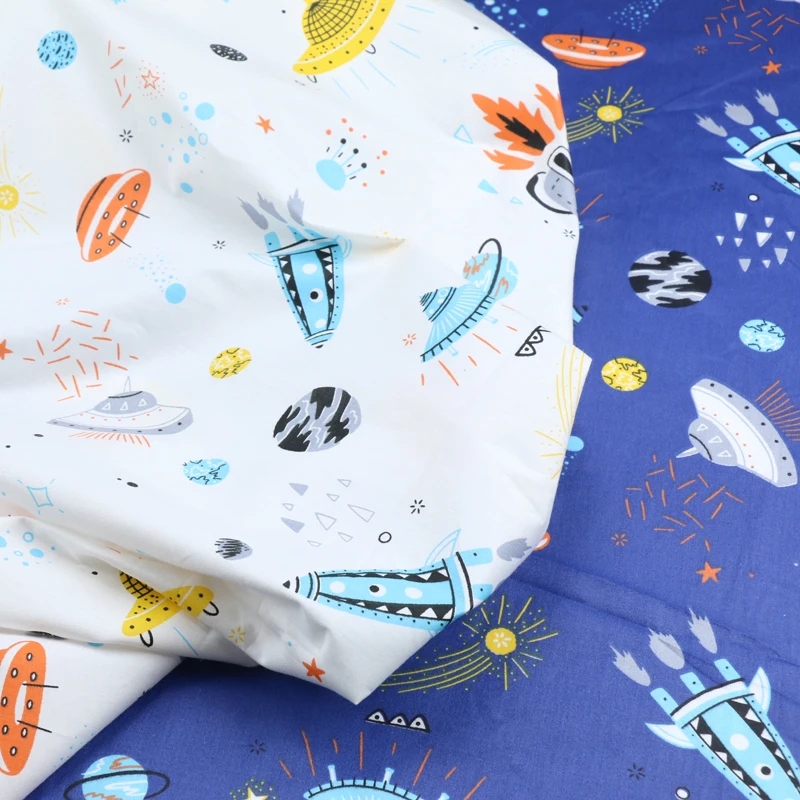 

50cm*160cm Aircraft Ship Cartoon Cotton Fabric For Patchwork Quilting Sewing Pillows Baby Bedding Decoration Material D30