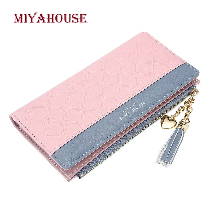 Miyahouse Классический женский кошелек из искусственной кожи, простой цветной Кошелек для монет, женский модный держатель для карт, Длинный кошелек с кисточкой