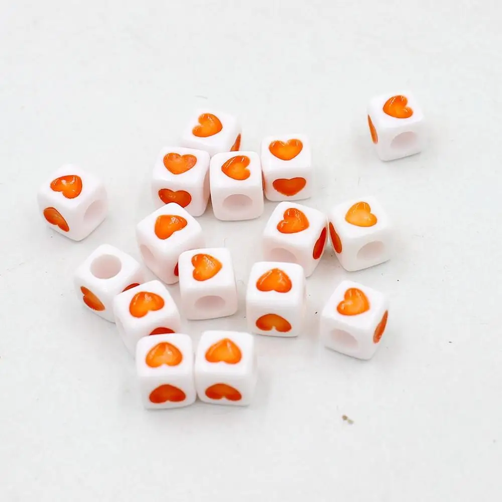 orange square love Много видов 6 мм 100 шт бусины в форме букв алфавита акриловые бусины для изготовления ювелирных изделий для женщин и детей DIY браслет ожерелье Фурнитура - Цвет: orange square love