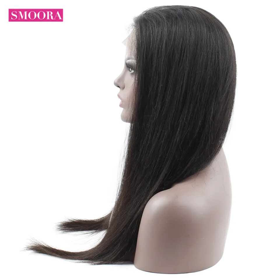 SMOORA прямые 360 кружевных фронтальных париков с BabyHair 150% плотность 360 кружевные передние человеческие волосы парики малазийские предварительно выщипанные человеческие волосы