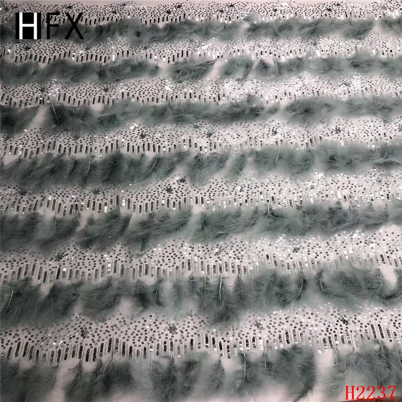 HFX Дубай вышивка в нигерийском, африканском стиле тюль платье чистая кружевной материал для свадьбы блесток Роскошные кружева перо Французский кружева ткань X2237