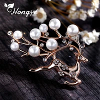 hongye shell pearls freshwater brooch pin women designer deer animal jewelry 925 silver party dress gifts brooches quality scarf