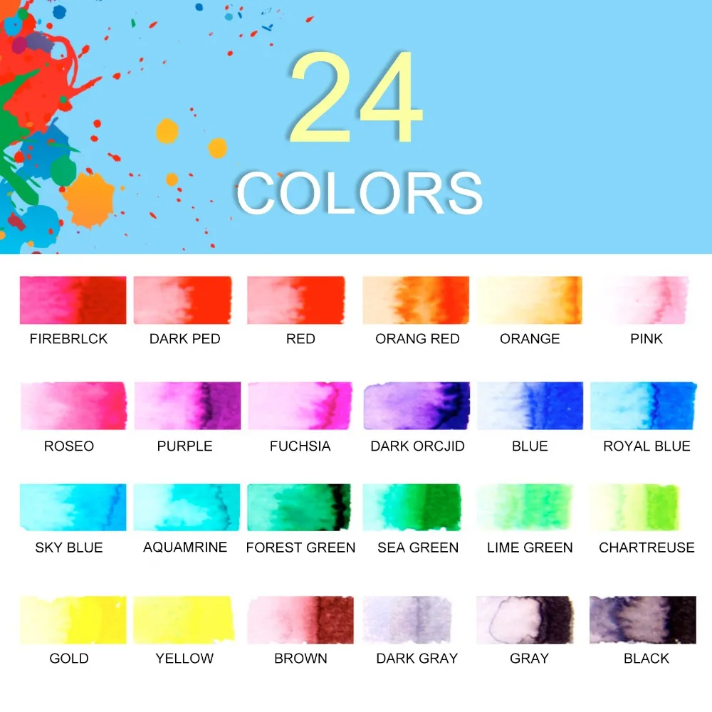 24 PCS Colors Soft Brush Pen Drawing Painting Watercolor Art Marker Pens for Coloring Books Manga|Кисти для рисования| |