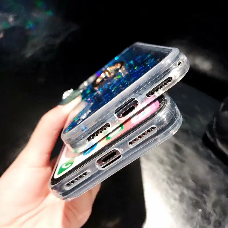Мобильный чехол для iPhone 6 и 6S с песком и блестками, с подставкой для iPhone 7 и 8 Plus и защитой от ударов, для iPhone X и XS. Для пар.