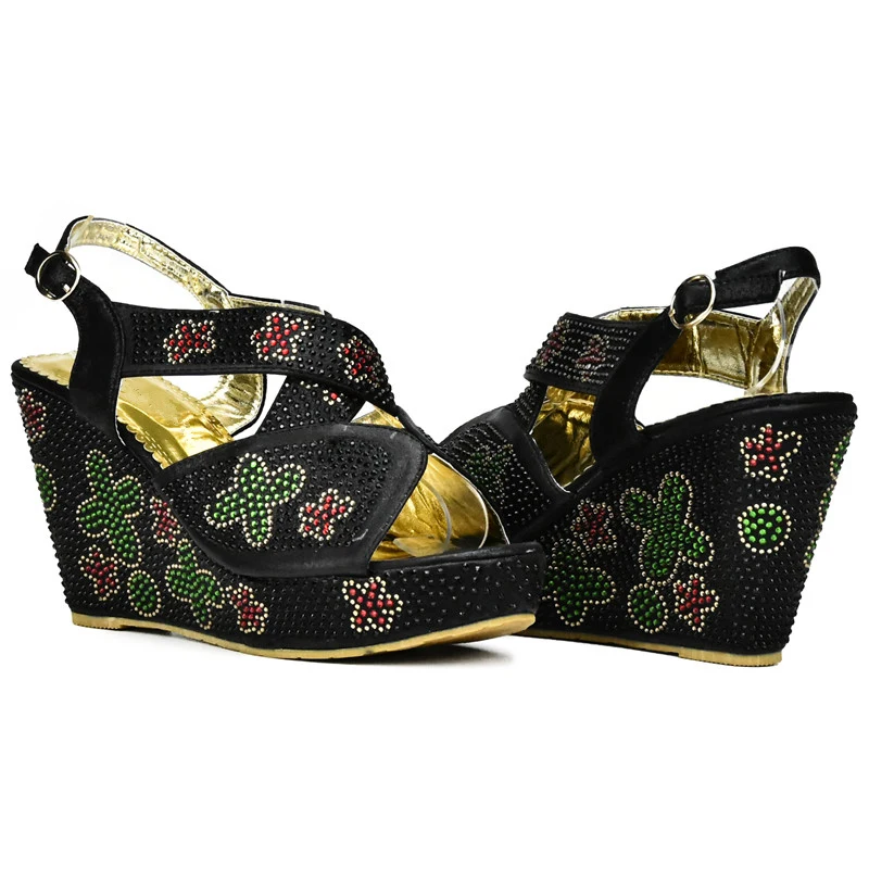 New Arrival Italian Ladies Shoe and Bag Set Decorated with Rhinestone Nigerian Party Shoes High Quality African | Обувь