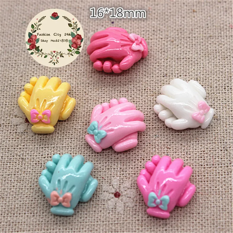 

20pcs Mix Colors Kawaii Hand in Hand Resin Miniature Art Flatback Cabochon DIY Decorative Craft Scrapbooking,16*18mm