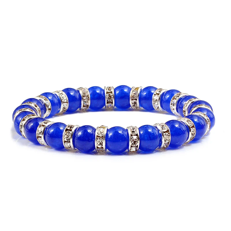navy blue 6 Натуральный камень 16 видов стилей браслет синяя серия бисерные браслеты Подвески для мужчин и женщин Йога горный хрусталь ювелирные аксессуары лучший подарок - Окраска металла: navy blue 6