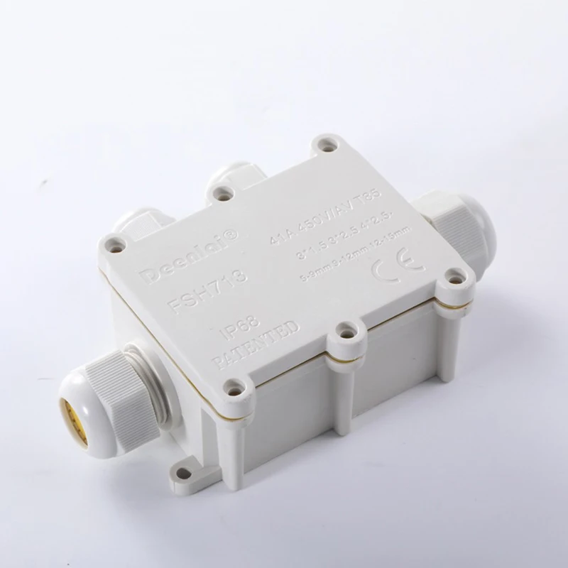 

outdoor Waterproof junction box IP68 underwater wiring white connection enclosure one into three out box with terminal